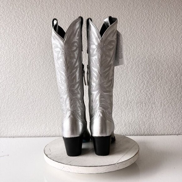 NEW Lane SMOKESHOW Womens Cowboy Boots 6 Silver Western Cowgirl Mid Calf Tall - Picture 3 of 11